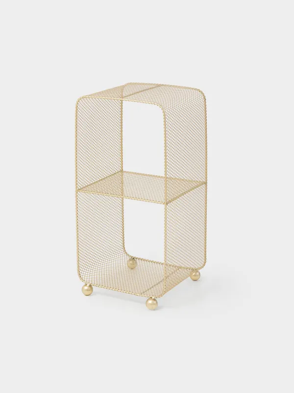 Этажерка, 2-х ярусная, 30х30х64 см, металл, золотистая, Compact gold, image-0