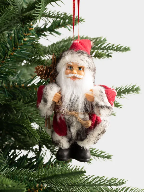 Шырша ойыншығы, 13 см, пластик/полиэстер, қызыл, Шыршасы бар үлбір киген Аяз ата, Magic time, image-4