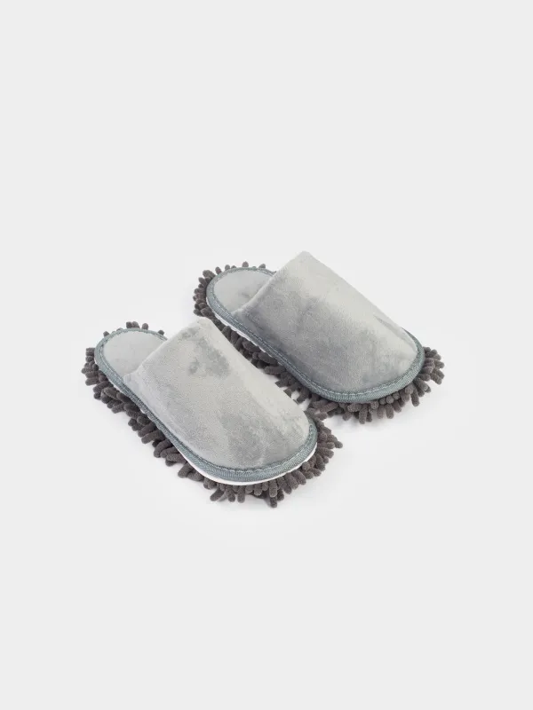 Тәпішке-сүрткіштер, 28 см, алмалы-салмалы табаны бар, микрофибра, сұр, Clean, image-2