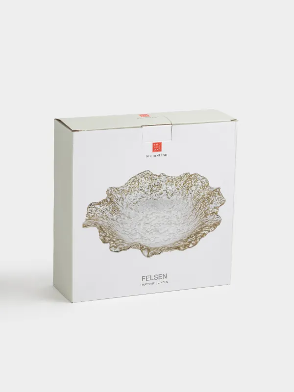 Жеміс вазасы, 28х7 см, шыны Р, шампан, Толқынды жиектер, Felsen, image-4