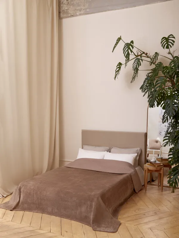 Көрпе, 220х240 см, көрпе, барқыт / микрофибра, қоңыр, Гауһар, Stitch velvet, image-6