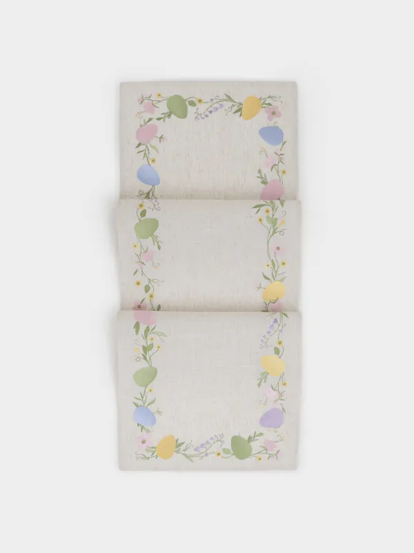 Үстел төсеніші, 40х160 см, полиэстер/зығыр, сарғылт-қоңыр, Пасха жұмыртқалары, Easter, image-0