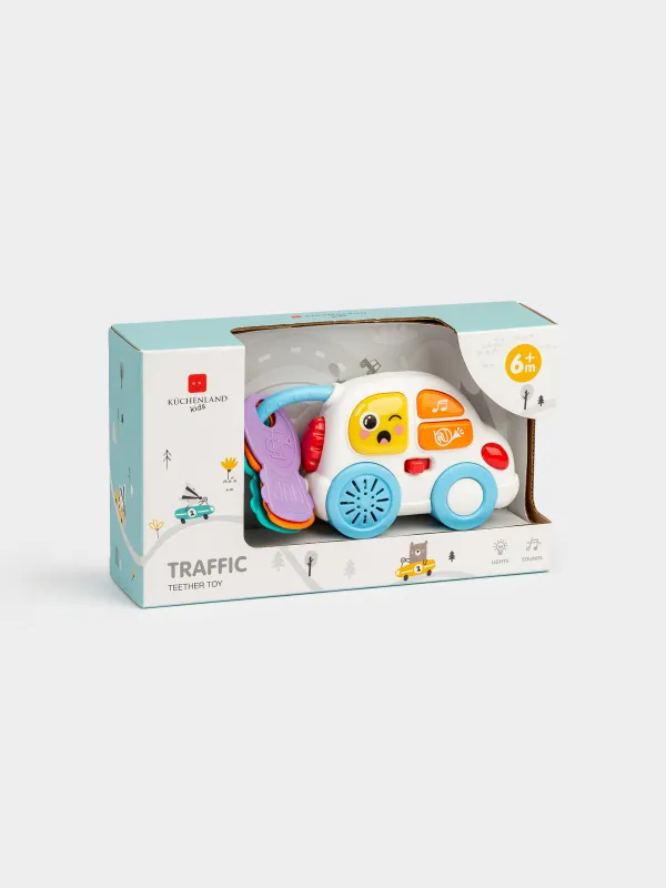 Тістегіш ойыншық 20х8 см, музыкалық, жарықтандырылған, пластик/полипропилен, Көлік, Traffic, image-6