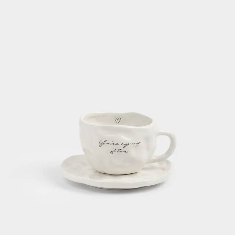 Шай жұбы, 1 адам, 2 зат, 300 мл, керамика, сүт түстес, You're my cup of tea, Crumple amour
