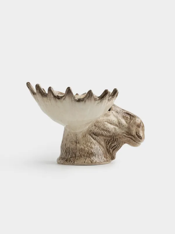 Бөлімдері бар тәрелке, 32х16 см, 2 бөлім, керамика, сүт түстес және қоңыр, Бұлан, Moose story, image-6