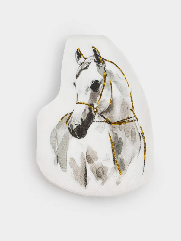Салфетки бумажные, 21х30 см, 20 шт, фигурные, белые, Лошадь, Horse sketch, image-0