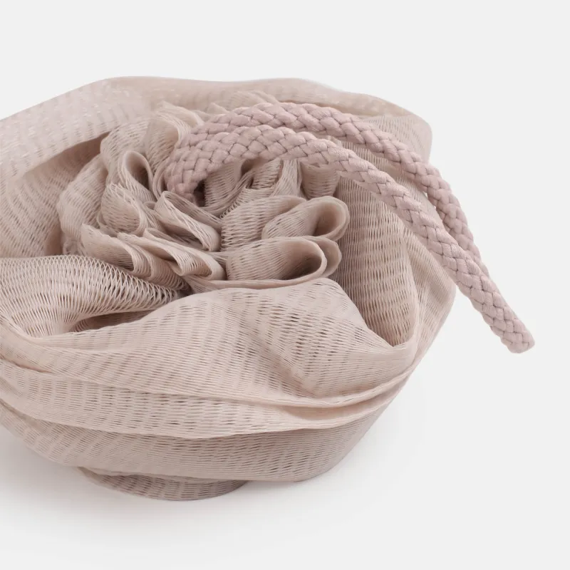 Мочалка для мытья тела, 13 см, полиэтилен, бежевая, Бант, Showy, image-3