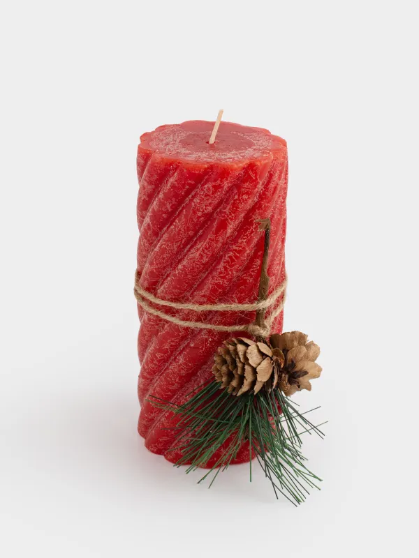 Шам, 8х15 см, цилиндрлік, қызыл, Шиыршық, Spiral shape, image-1