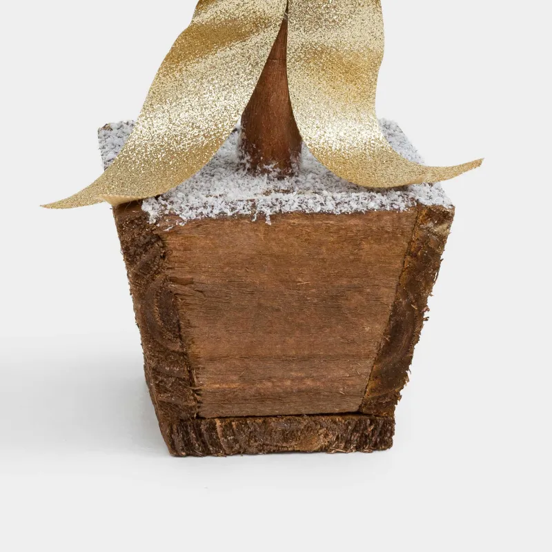 Шырша, жасанды, 42 см, жарықтандырылған, ағаш ыдыста, пластик/ағаш, шампан, Frosty sparks, image-4