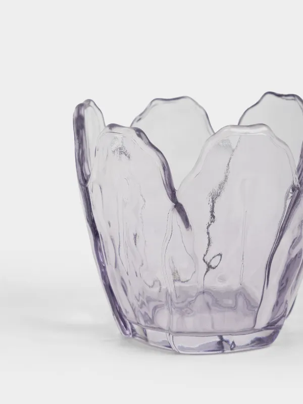 Шам ұстағыш, 8 см, шай/жіңішке шамға арналған, шыны, күлгін, Қызғалдақ, Fleur color, image-2