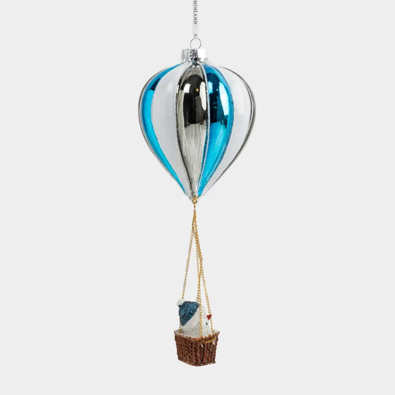 Шырша ойыншығы, 25 см, шыны, көк және ақ, Шар ішіндегі аққала, Figure christmas