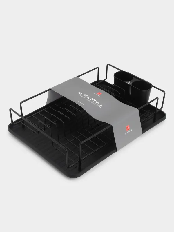 Ыдыс кептіргіш, 42х27 см, паллет, пластик / металл, қара, Black style, image-5