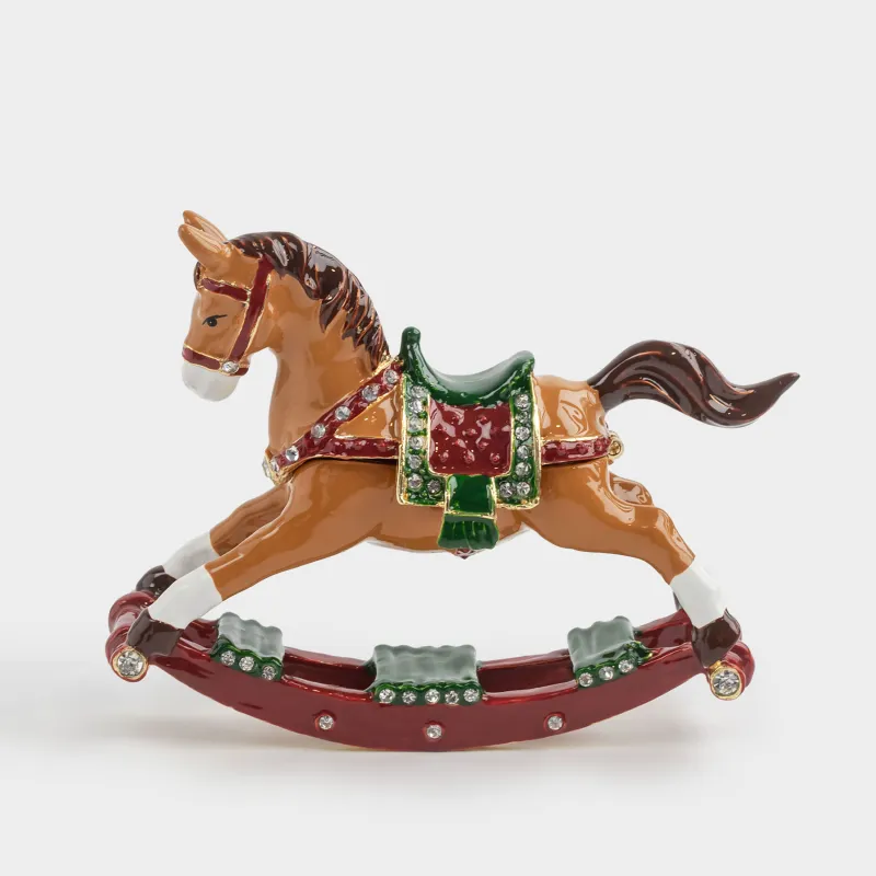 Шкатулка, 10х8 см, металл, коричневая, Лошадка, Antique horse