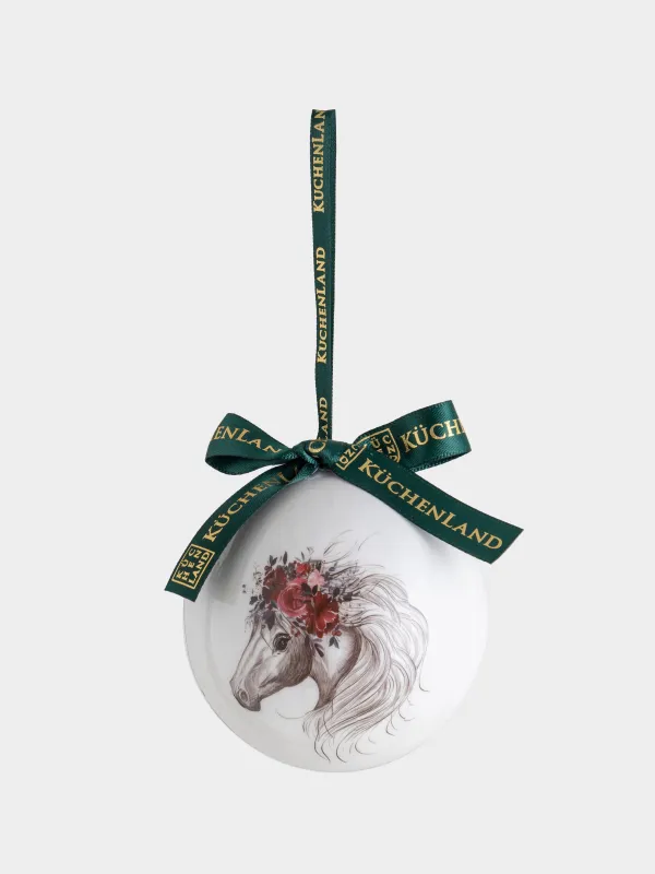 Шырша ойыншығы, 7 см, пенопласт, Шар, Гүл шоғы бар жылқы, Ball print, image-1