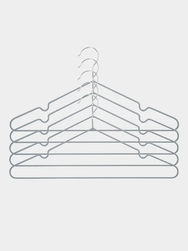 Вешалка-плечики, 40 см, 5 шт, металл с покрытием, серая, Colorful house, image-0