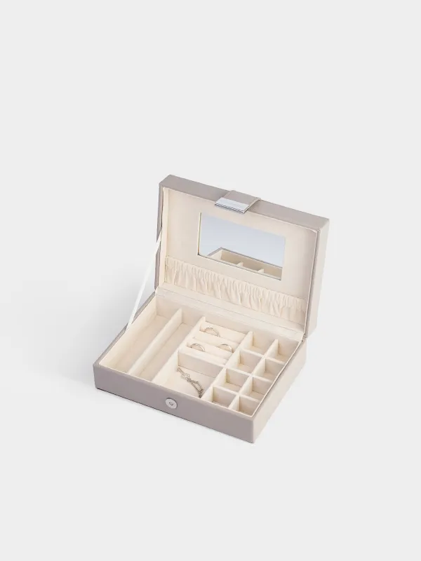 Шкатулка для украшений, 20х15 см, с зеркалом, дерево/искусственная кожа, серая, Premiere one, image-3