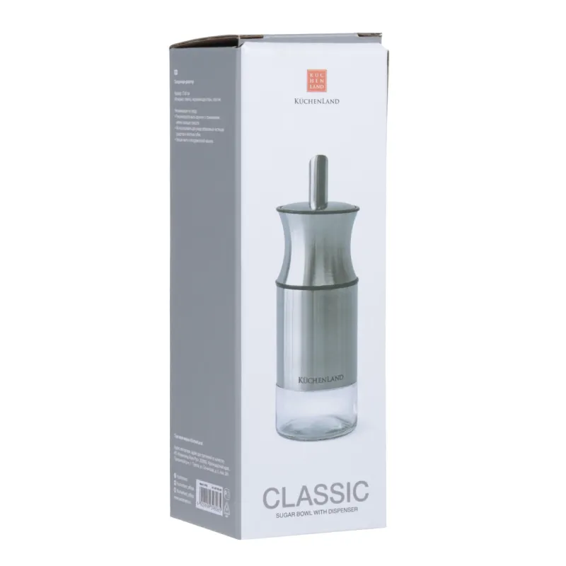 Мөлшерлегіш қант ыдысы, 17 см, 120 мл, шыны/болат, Classic, image-2