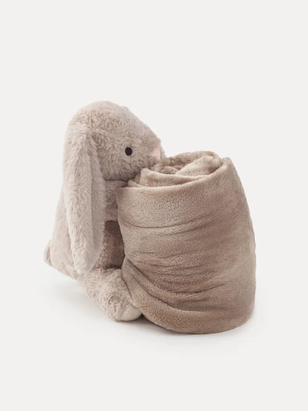 Плед с игрушкой, 178х132 см, флис/полиэстер, бежевый, Зайка, Rabbit, image-0