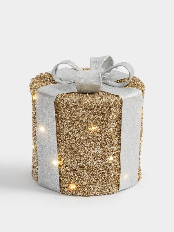 Мүсінше, жарықтандырылған, 25 см, металл, дөңгелек, шампан, Сыйлық, Frosty sparks, image-0