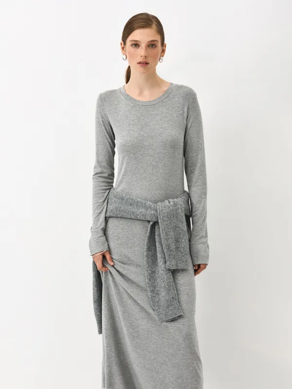 Әйелдер көйлегі, макси, өлшемі L, ұзын жеңді, вискоза/спандекс, сұр, Alfonsina, image-5