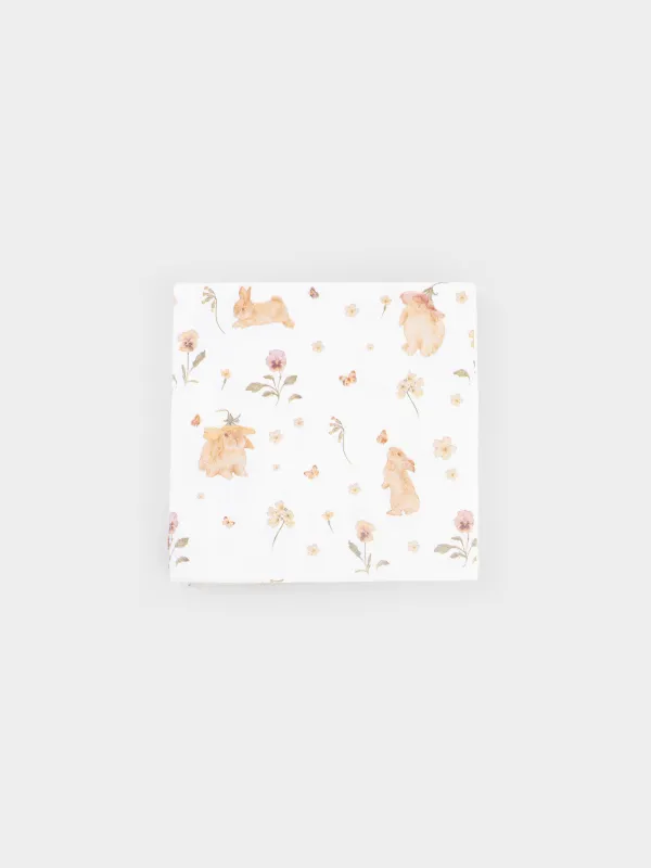 Қағаз майлықтар, 33х33 см, 20 дана, төртбұрышты, ақ, Қояндар мен гүлдер, Easter, image-0