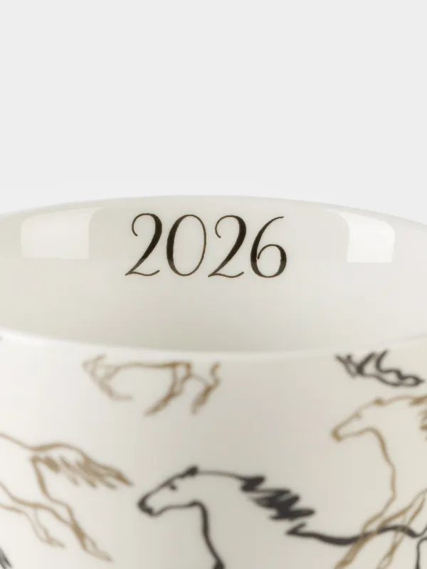 Кружка, 420 мл, фарфор N, бежевая, Лошади, Horse, image-3