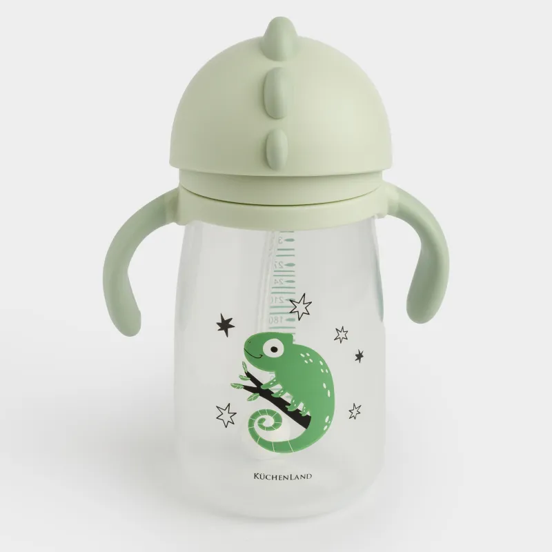 Балаларға арналған ішуге арналған бөтелке, 360 мл, пластик, жасыл, Хамелеон, Kiddy, image-1