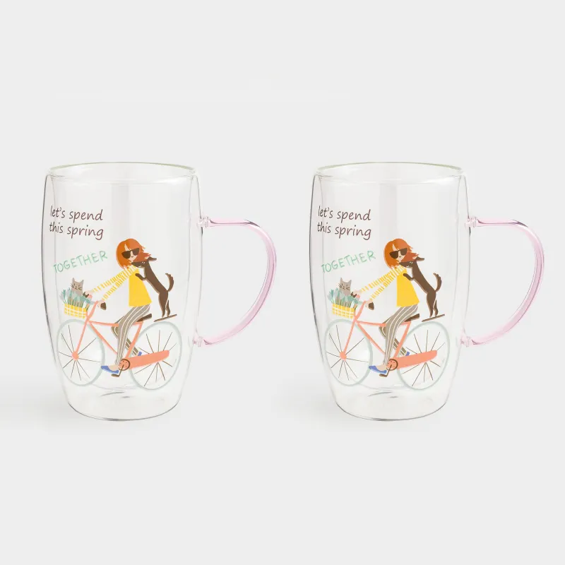 Саптыаяқ, 440 мл, 2 дана, шыны Б, қызғылт, Spring together, Air decor, image-0