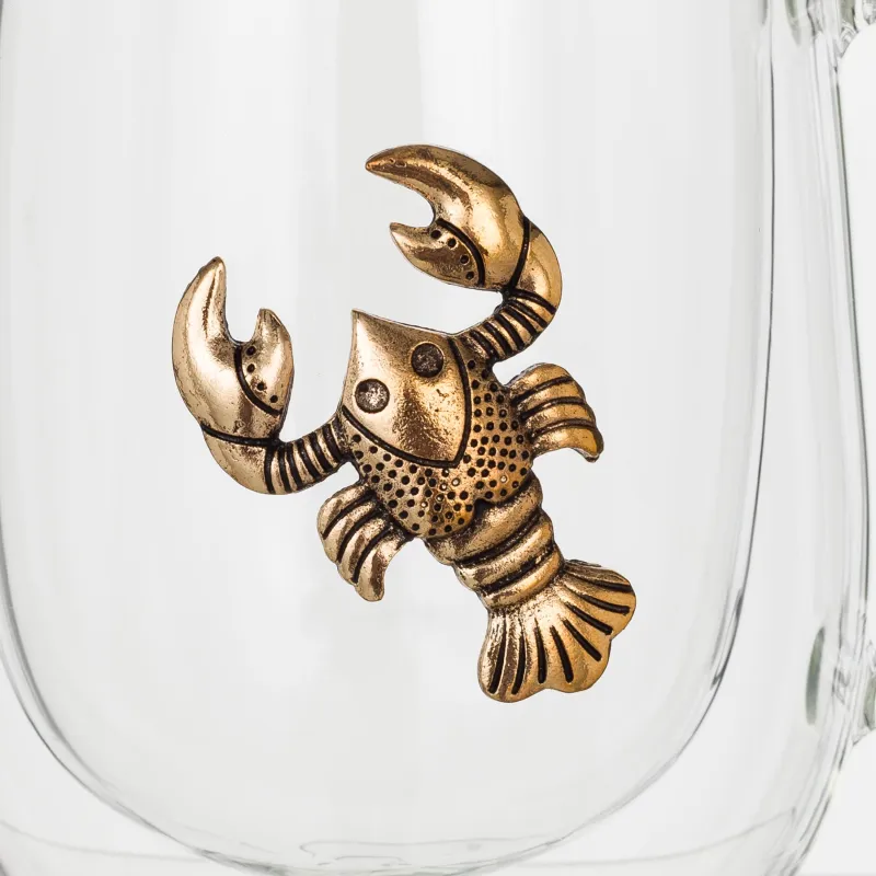 Саптыаяқ, 350 мл, металлдан жасалған шыны, алтын, Шаян, Air zodiac, image-4