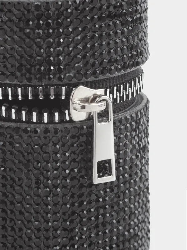 Салпыншақ, 16 см, ұсақ-түйекке арналған бөлімі бар, полиуретан/страздар, қара, Keychain crystal, image-3