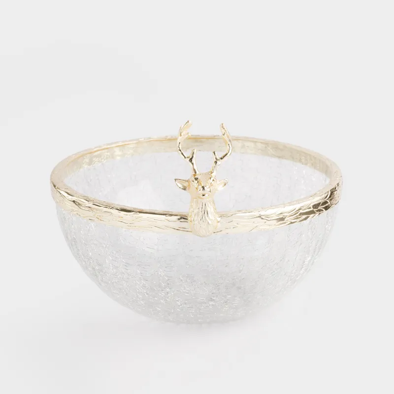 Салатник, 20х16 см, 1,5 л, стекло/металл, золотистый, Олень, Arctic deer