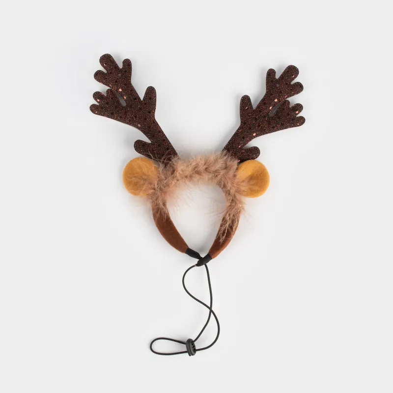 Жануарларға арналған тоғыншақ, 30x30 см, полиэстер/пластик, қоңыр, Бұғы мүйіздері, Christmas pet