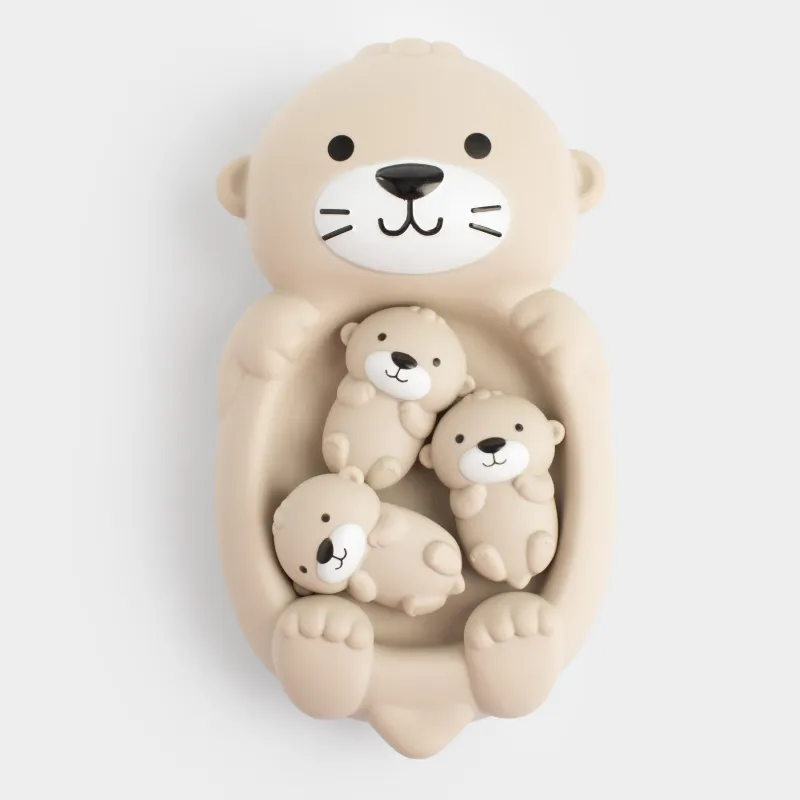 Набор игрушек для купания, 4 пр, ПВХ, бежевый, Выдра с семьей, Kiddy