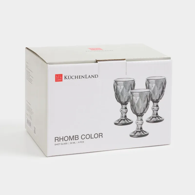 Рюмка, 50 мл, 6 дана, шыны Р, сұр, Rhomb color, image-6
