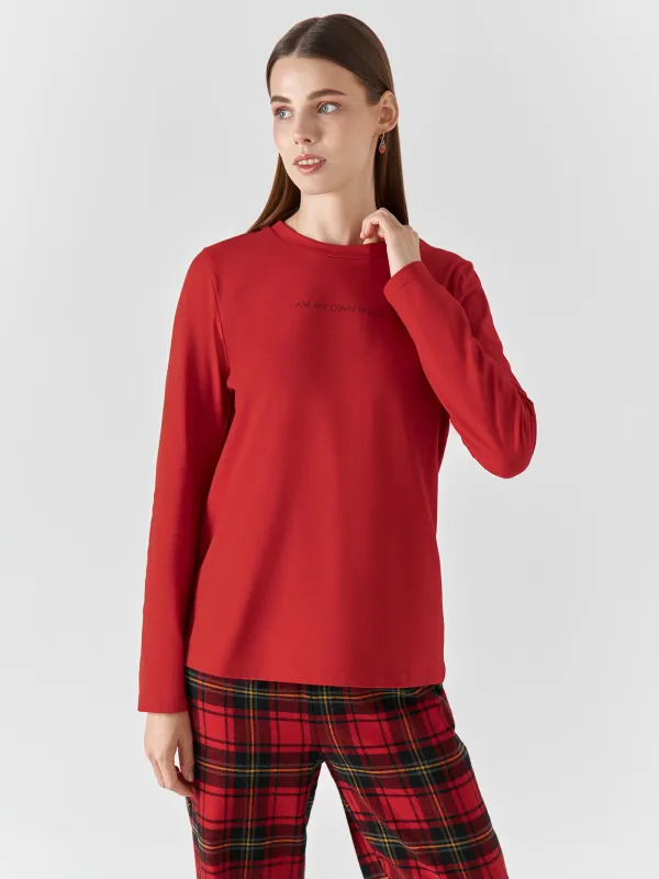 Әйелдер костюмі, үйге арналған, өлшемі S, шалбары бар, мақта, жасыл-қызыл, Тор/Жүрек, Anllela, image-1