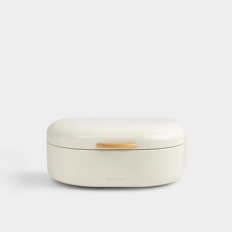 Нан қорабы, 34х24х14 см, металл/бамбук, сопақ, сүт түстес, Milk kitchen