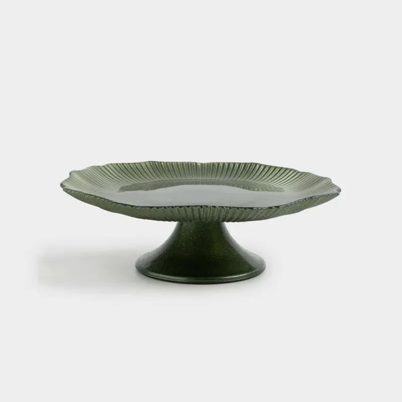 Аяқты ыдыс, 21х12 см, шыны Р, жасыл, Ribby color