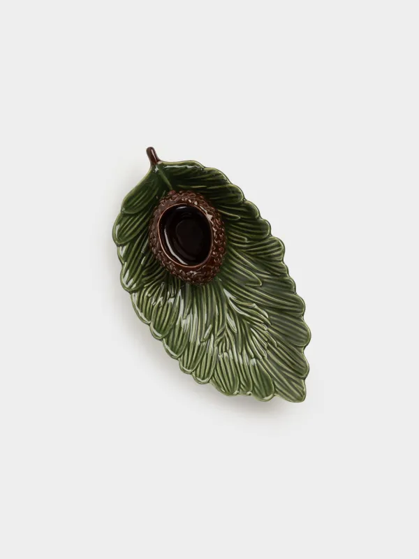 Блюдо, 24х13 см, с соусником, керамика, зеленое, Шишка на еловой ветке, Forest whispers, image-4