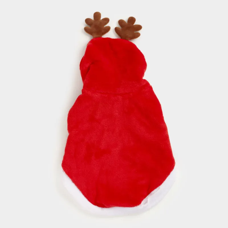 Жануарларға арналған костюм, 40 см, өлшемі L/XL, карнавал, полиэстер, қызыл, Санта бұғы, Christmas pet, image-3