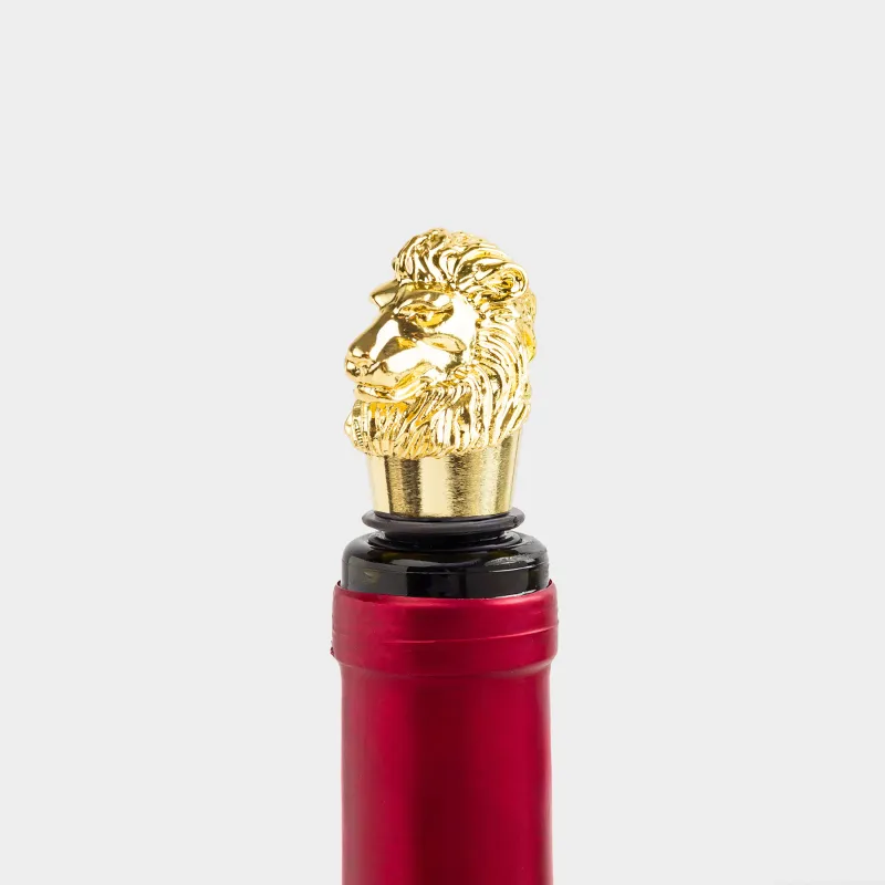 Шарап бөтелкесінің тығыны, 10 см, металл, алтын, Арыстан, Leo, image-3