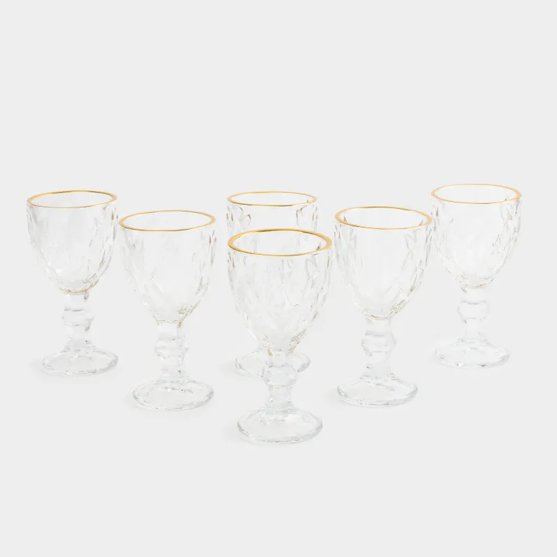 Рөмке, 50 мл, 6 дана, шыны Р, алтын жиегі бар, Rhomb gold