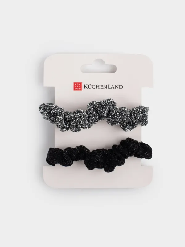 Шаш резеңкелер жинағы, 7 см, 2 дана, полиэстер, қара/күміс түстес, Hairstyle, image-3