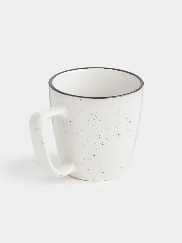 Саптыаяқ, 450 мл, 2 дана, керамика, ақ, қара жиегі бар, дақты, Speckled black, image-3