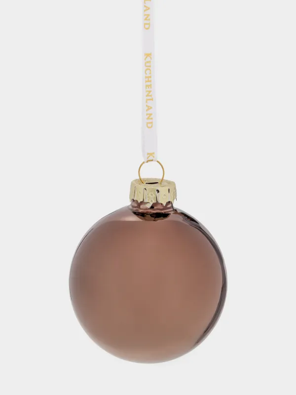 Набор елочных игрушек, 4 см, 8 шт, стекло, с блестками, бронзовый, Шар, Ball sparkle, image-1