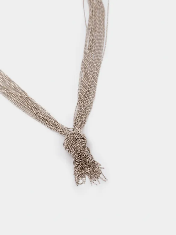 Колье, 1 м, металл, серебристое, Узел, Jewelry knot, image-1