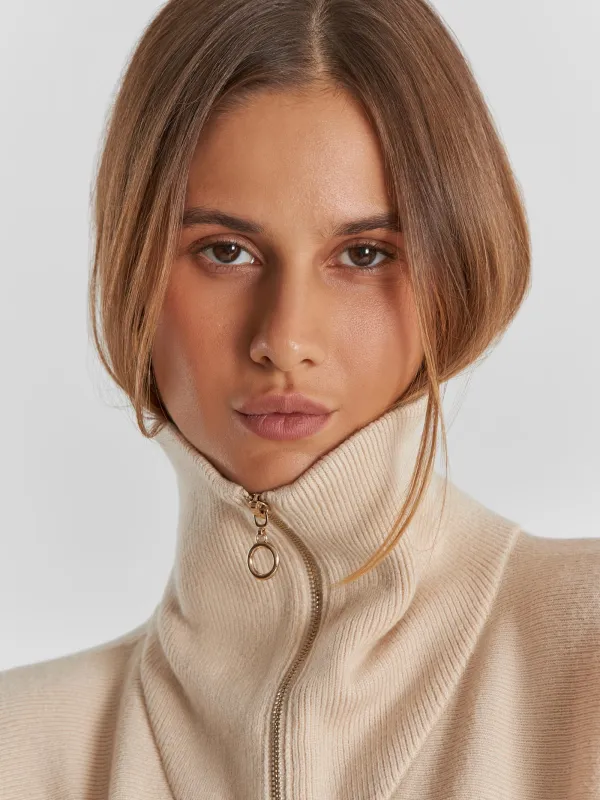 Әйелдер свитері, өлшемі S, сыдырмасы бар, вискоза/полиэстер/нейлон, сарғылт-қоңыр, Altea, image-5