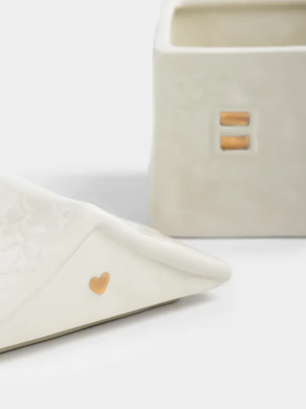 Сақтау ыдысы, 13х12 см, 650 мл, керамика, сүт және алтын түстес, Үй, Snow sparks, image-4