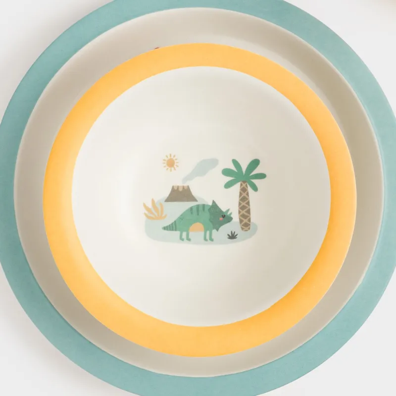 Ыдыс-аяқ жиынтығы, балаларға арналған, 5 зат, бамбук, сары-көк, динозаврлар, Dino, image-7