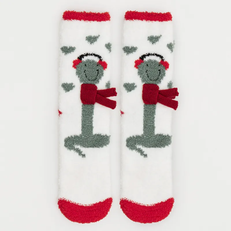 Носки женские, домашние, в коробке, полиэстер, молочные, Змея в наушниках, Merry