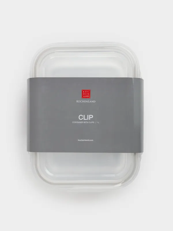Контейнер, 1л, қысқыштары бар, шыны Т/пластик, тікбұрышты, Clip, image-5